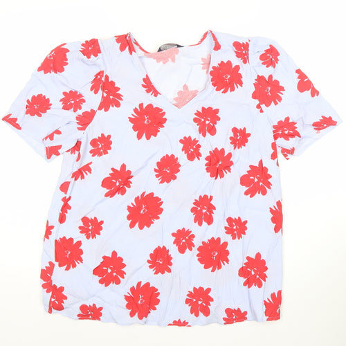 Marks and Spencer Women's Blue Floral T-Shirt