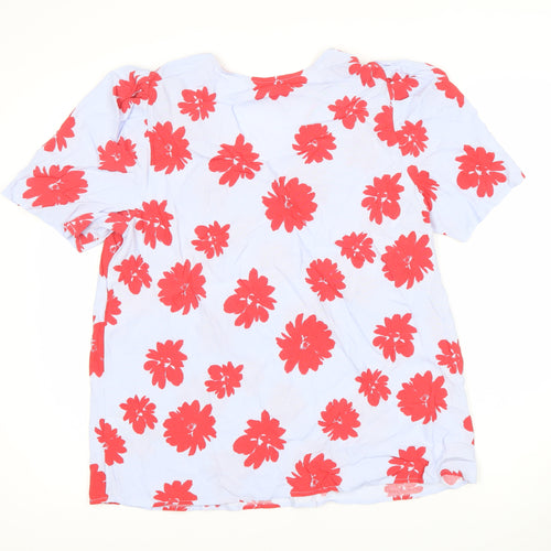 Marks and Spencer Women's Blue Floral T-Shirt