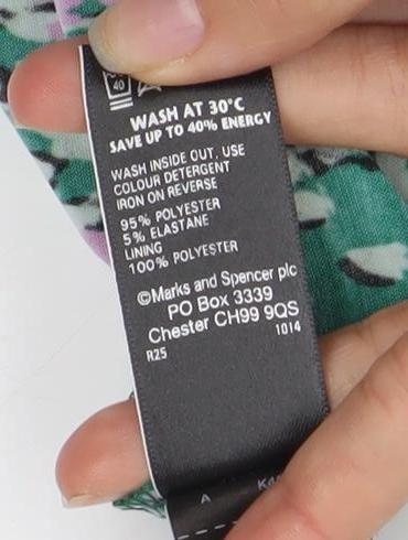 Marks and Spencer Women's Green Floral Dress Size 12
