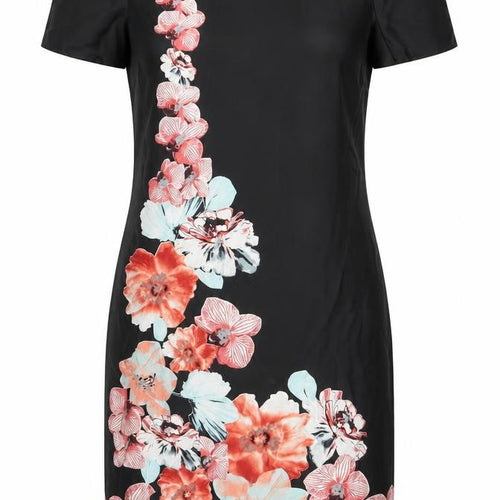 Monsoon Women Black Floral Sheath Dress Size 8