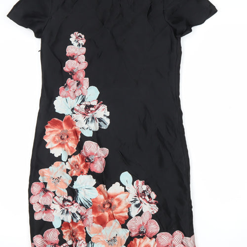 Monsoon Women Black Floral Sheath Dress Size 8