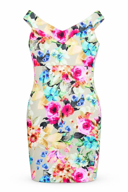 Front view of ASOS Women's Multicoloured Floral Sheath Dress, size 8