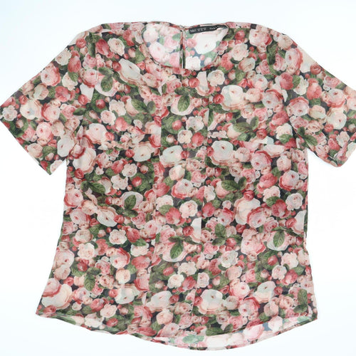 Zara Basic Women's Floral Blouse Size 4 Tunic Style