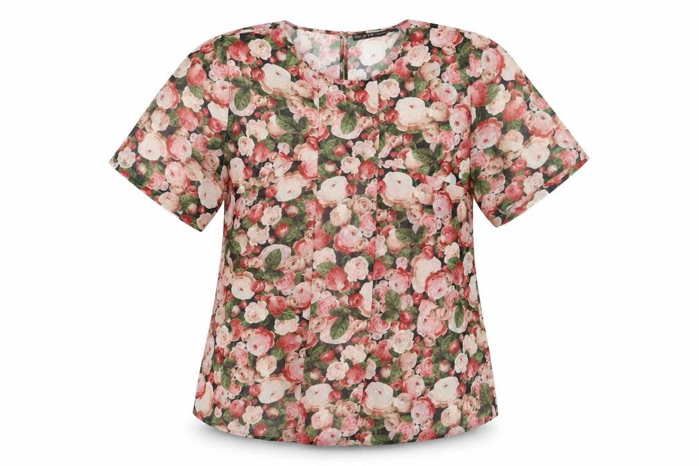 Front view of Zara Basic Women's Floral Blouse, size 4, Tunic Style