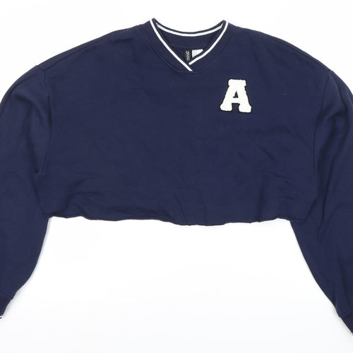 Divided Blue Women's College V-Neck Sweatshirt, Size 12