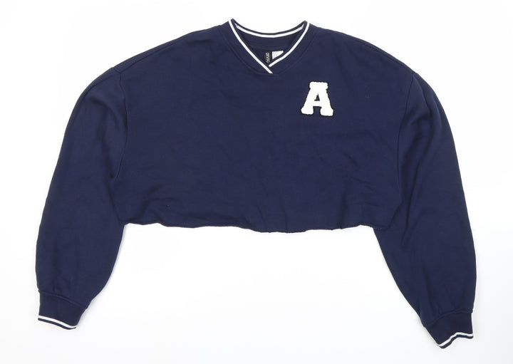 Divided Blue Women's College V-Neck Sweatshirt, Size 12