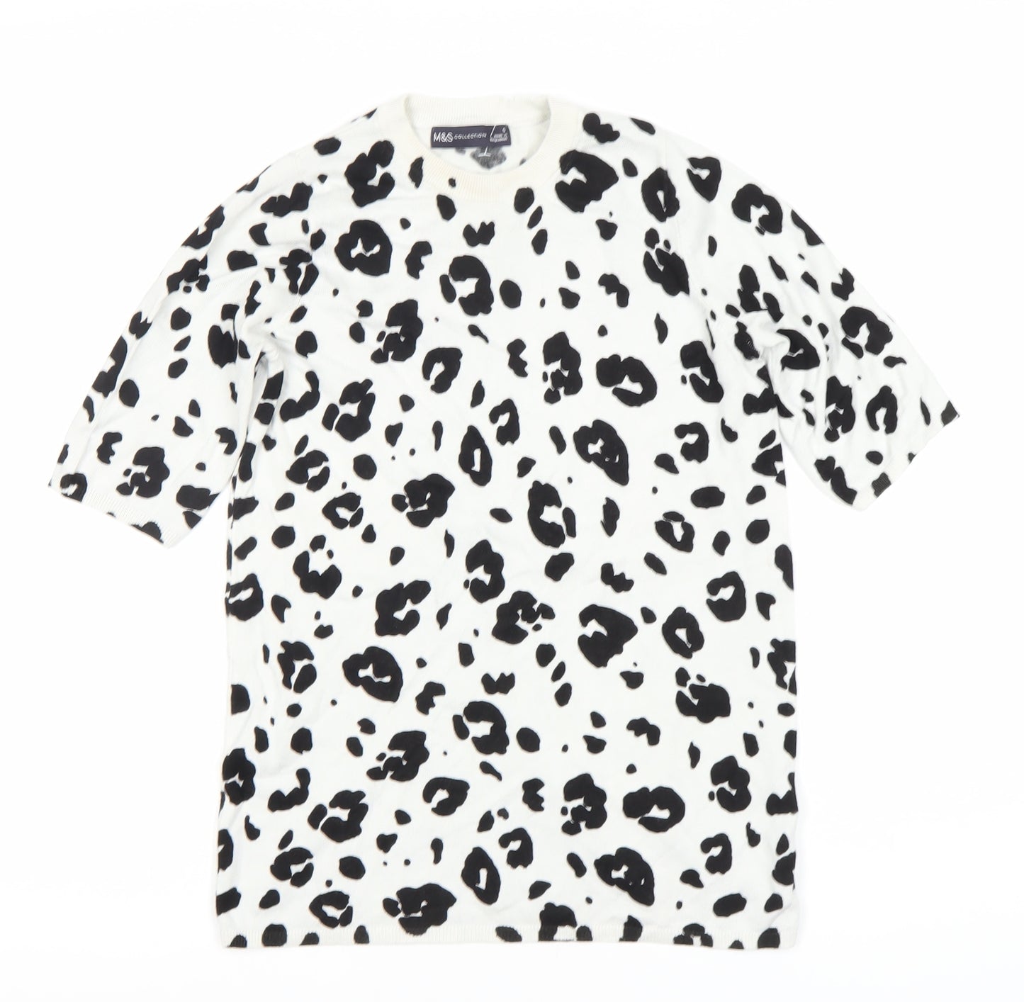 Marks and Spencer Women's Animal Print T-Shirt - Black, Size S