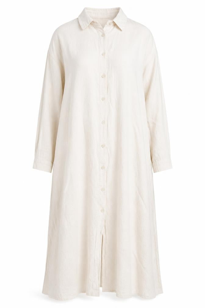 Front view of BOWER Women's Ivory Shirt Dress, S, Cotton Blend