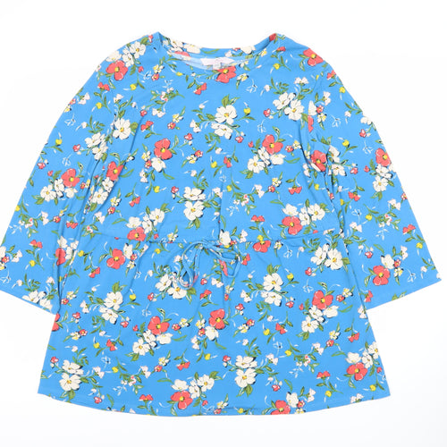 Julipa Women's Blue Floral Tunic Blouse Size 12