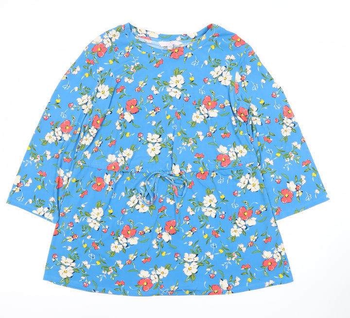Julipa Women's Blue Floral Tunic Blouse Size 12
