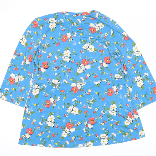 Julipa Women's Blue Floral Tunic Blouse Size 12