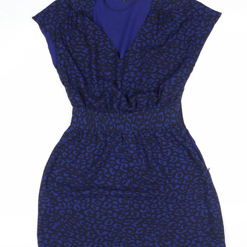 Mango Women's Blue Animal Print Dress Size 8