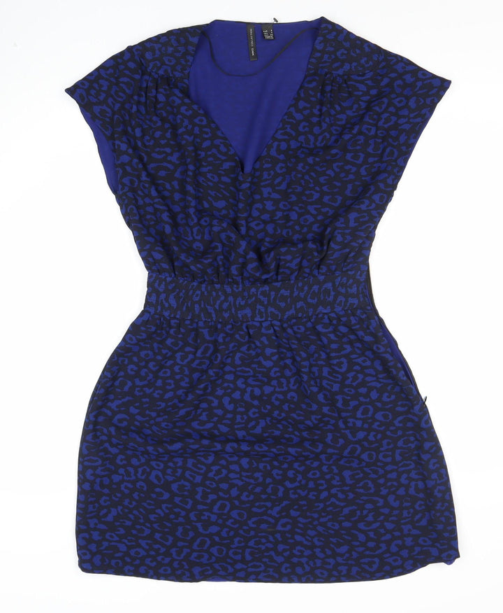 Mango Women's Blue Animal Print Dress Size 8