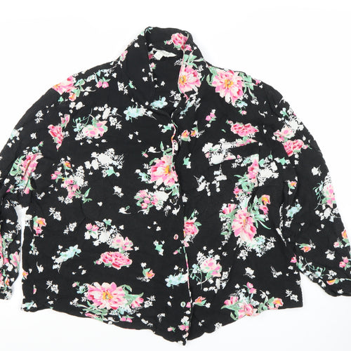 Marks and Spencer Women's Floral Blouse, Size 20, Black