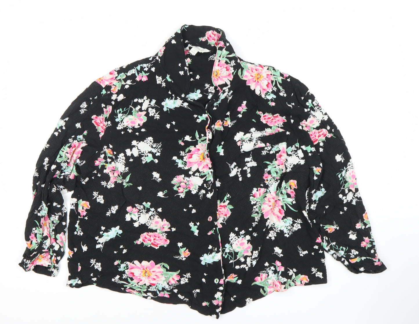 Marks and Spencer Women's Floral Blouse, Size 20, Black