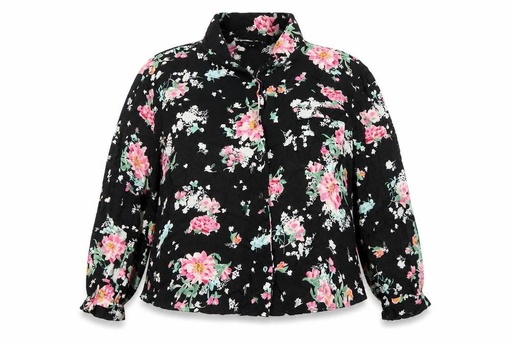 Front view of Marks & Spencer Women's Floral Blouse, size 20, Black