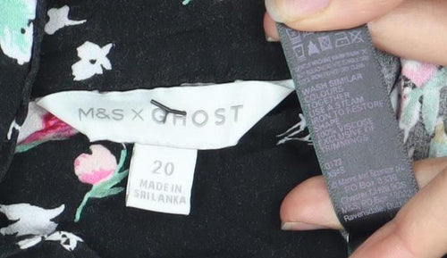 Marks and Spencer Women's Floral Blouse, Size 20, Black