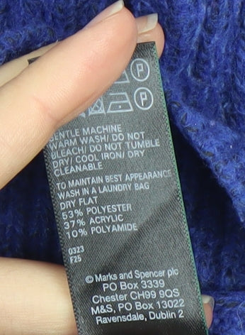 Marks and Spencer Women's Blue Pullover Hoodie, Size S