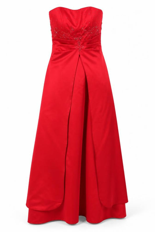 Front view of Raylia Designs Red Ball Gown Women’s, size UK 12, Formal Dress