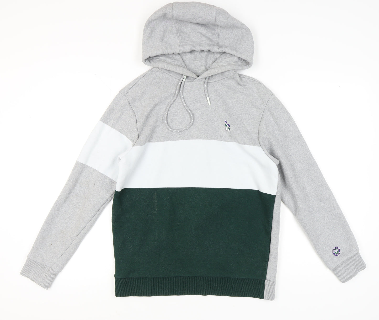 HAZZYS Men's Grey Green Striped Pullover Hoodie