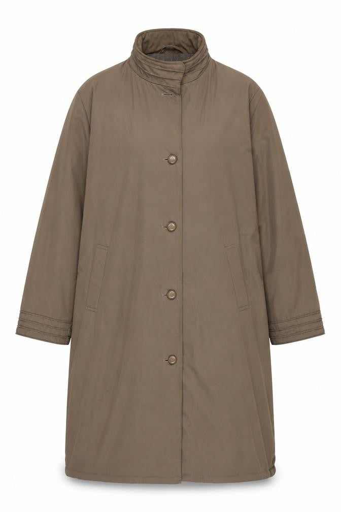 Front view of St Michael Women's Brown Long Coat, size 14