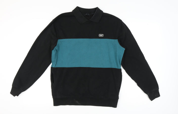 New Look Men's Black XS Collared Sweatshirt