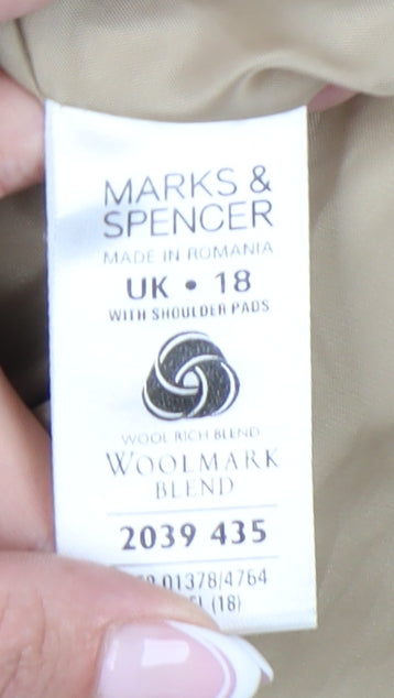 Marks and Spencer Women's Beige Wool Blend Coat Size 18