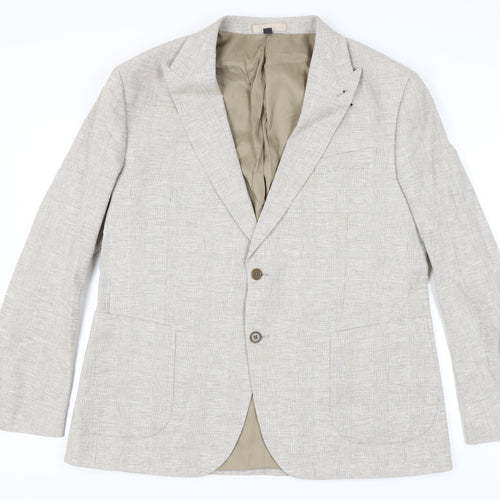 Marks and Spencer Men's Beige Check Blazer, 3XL