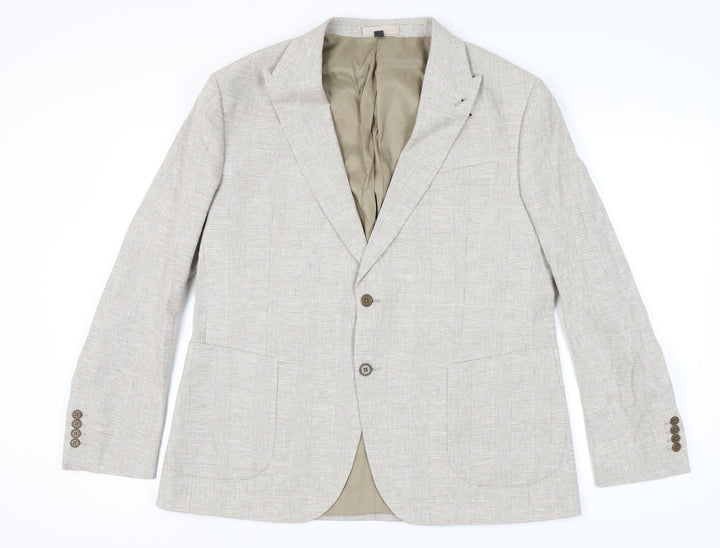 Marks and Spencer Men's Beige Check Blazer, 3XL
