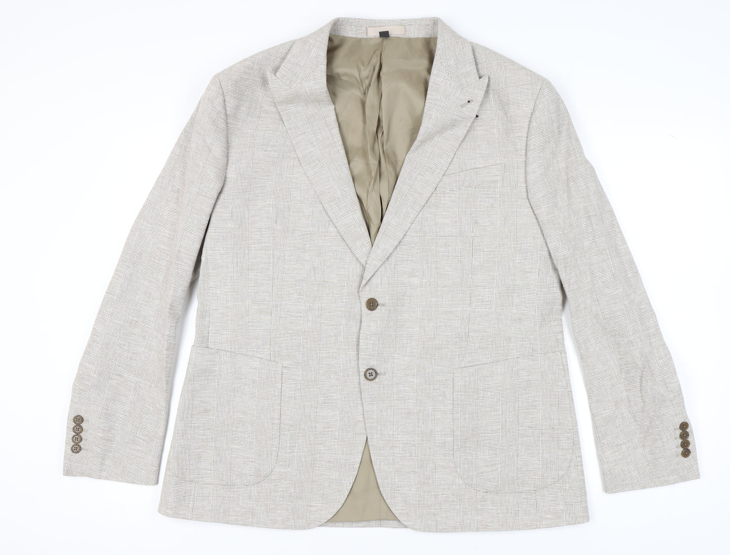 Marks and Spencer Men's Beige Check Blazer, 3XL