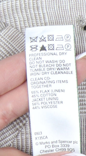Marks and Spencer Men's Beige Check Blazer, 3XL