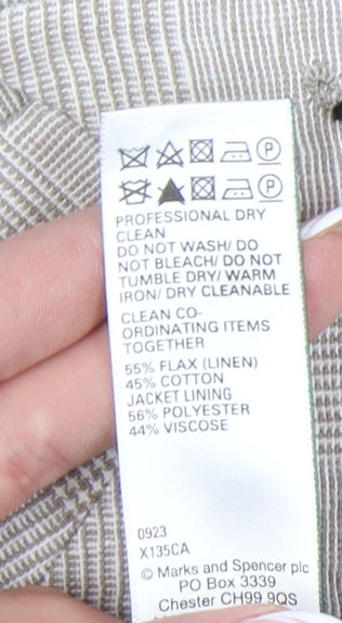 Marks and Spencer Men's Beige Check Blazer, 3XL