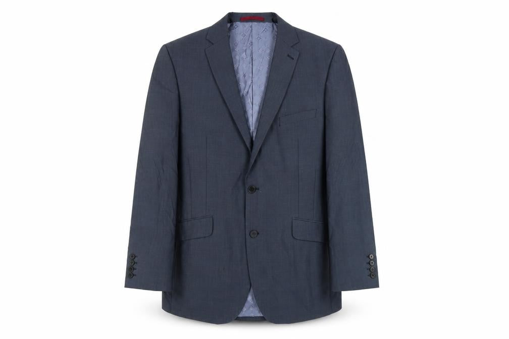 Front view of Limehaus Men's Blue Blazer, 42, Regular Fit, Business Formal