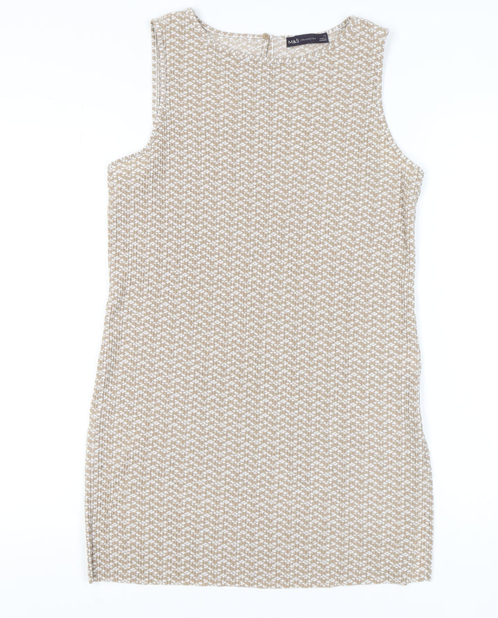 Marks and Spencer Women’s Geometric Brown Dress - Size 12