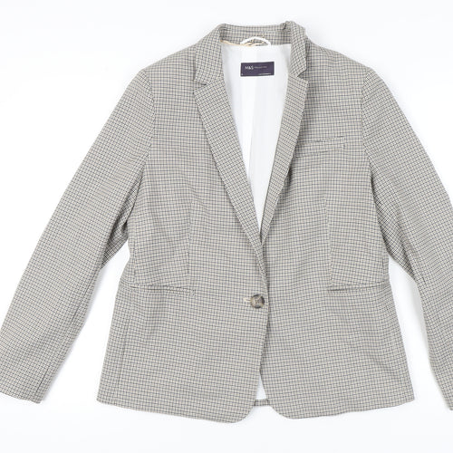 Marks and Spencer Women's Check Blazer, Size 12, Multicoloured