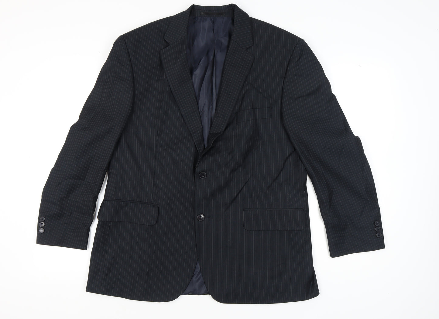 Vaughan Davies Men's Blue Striped Blazer, Size 42S Excellent