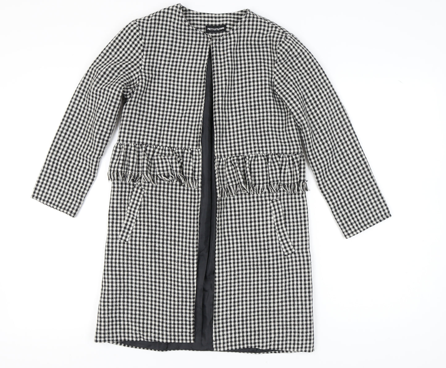 PrettyLittleThing Women's Black Check Coat Size 6