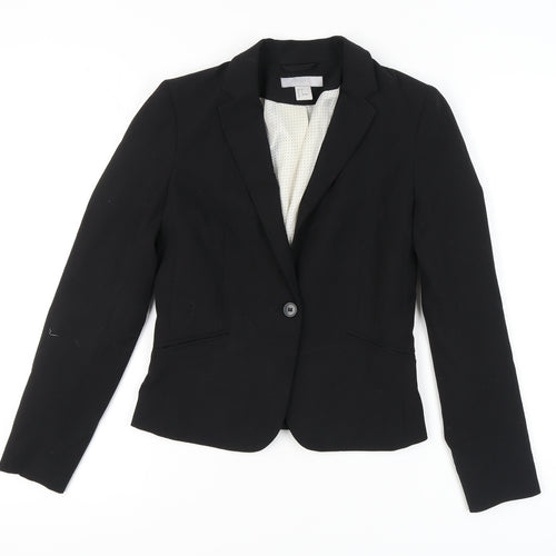 H&M Women's Black Blazer Size 6 Regular Notched