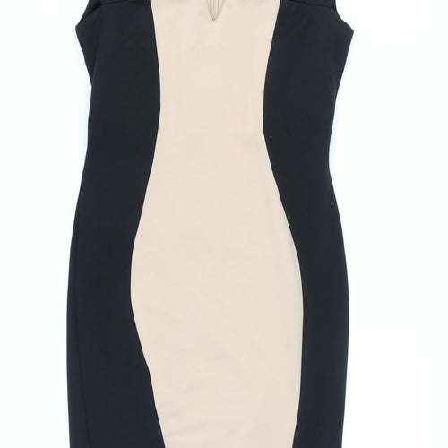 Amy Childs Collection Women's Black Beige Bodycon Dress 10