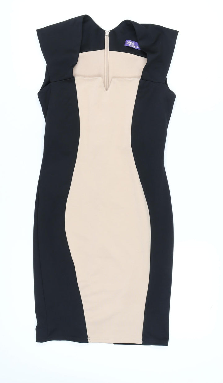 Amy Childs Collection Women's Black Beige Bodycon Dress 10