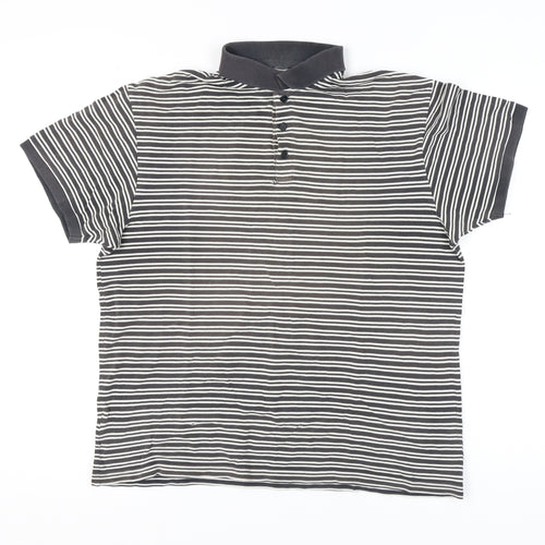 Zantos Men's Black Striped Polo Shirt L Cotton