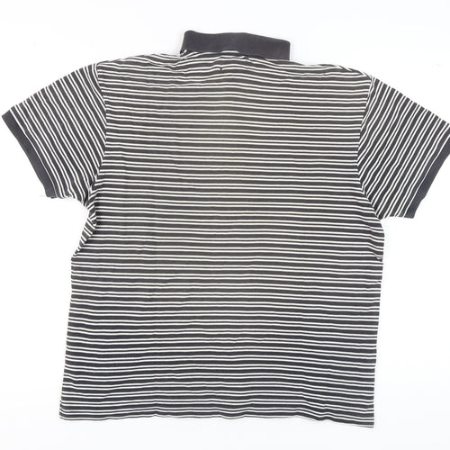 Zantos Men's Black Striped Polo Shirt L Cotton