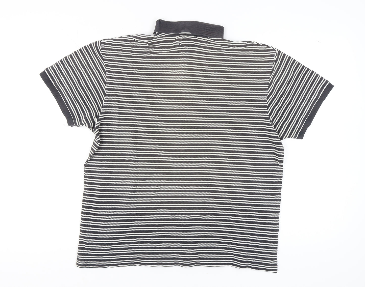 Zantos Men's Black Striped Polo Shirt L Cotton
