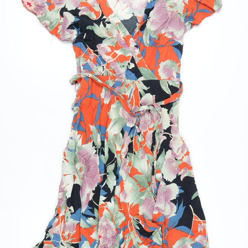 Dorothy Perkins Women's Multicoloured Floral Wrap Dress - Size 12