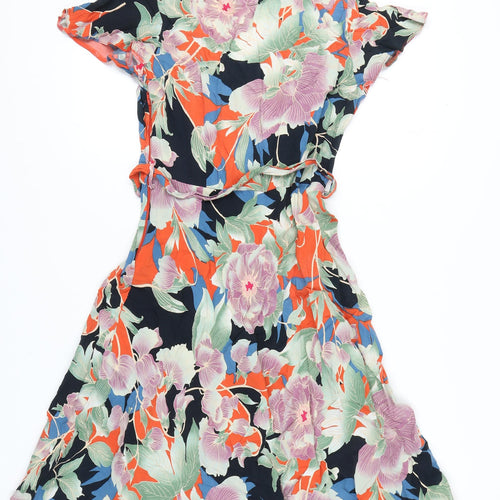 Dorothy Perkins Women's Multicoloured Floral Wrap Dress - Size 12