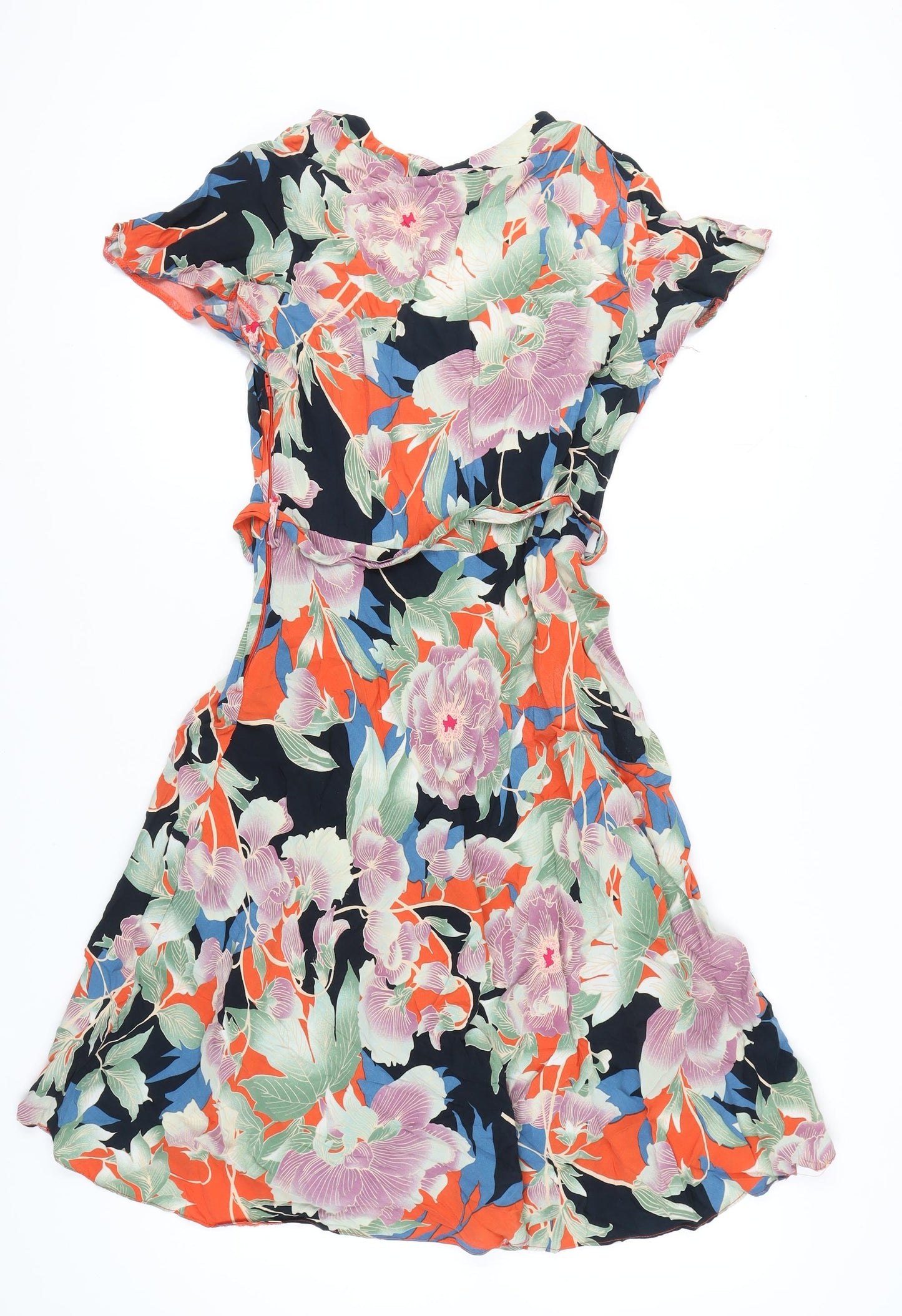 Dorothy Perkins Women's Multicoloured Floral Wrap Dress - Size 12
