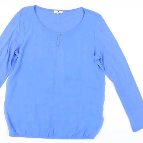 Tom Tailor Women's Blue Long Sleeve Scoop Neck Top
