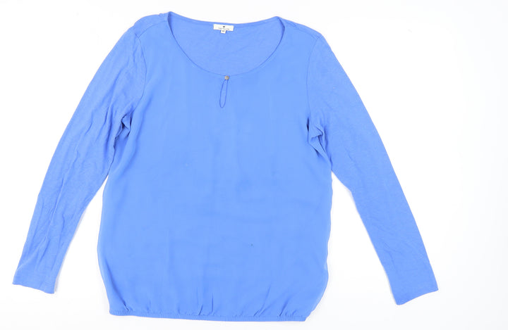 Tom Tailor Women's Blue Long Sleeve Scoop Neck Top