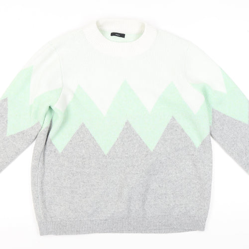 M&Co Women's Grey Geometric Pullover Jumper Size 16