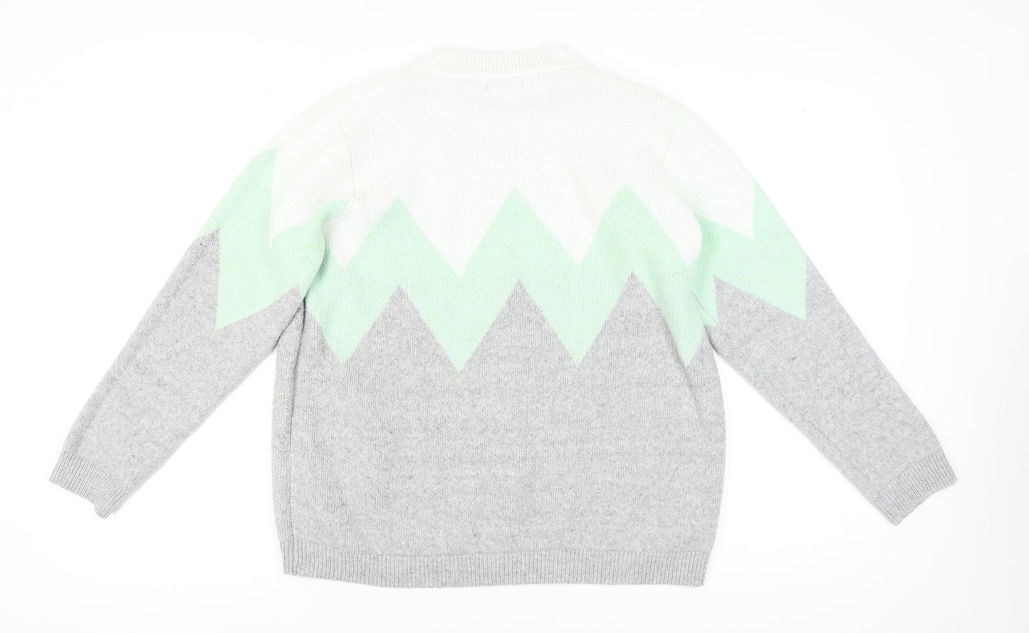 M&Co Women's Grey Geometric Pullover Jumper Size 16